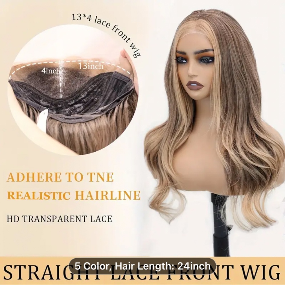 24” Ash Blonde Lace Front Glueless Synthetic wig low density - Picture 2 of 11